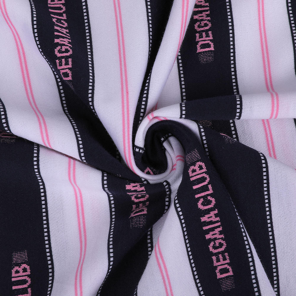 Jacquard Cutting Thread Strip Luxury Sea Island Cotton Knitted Lady Tela