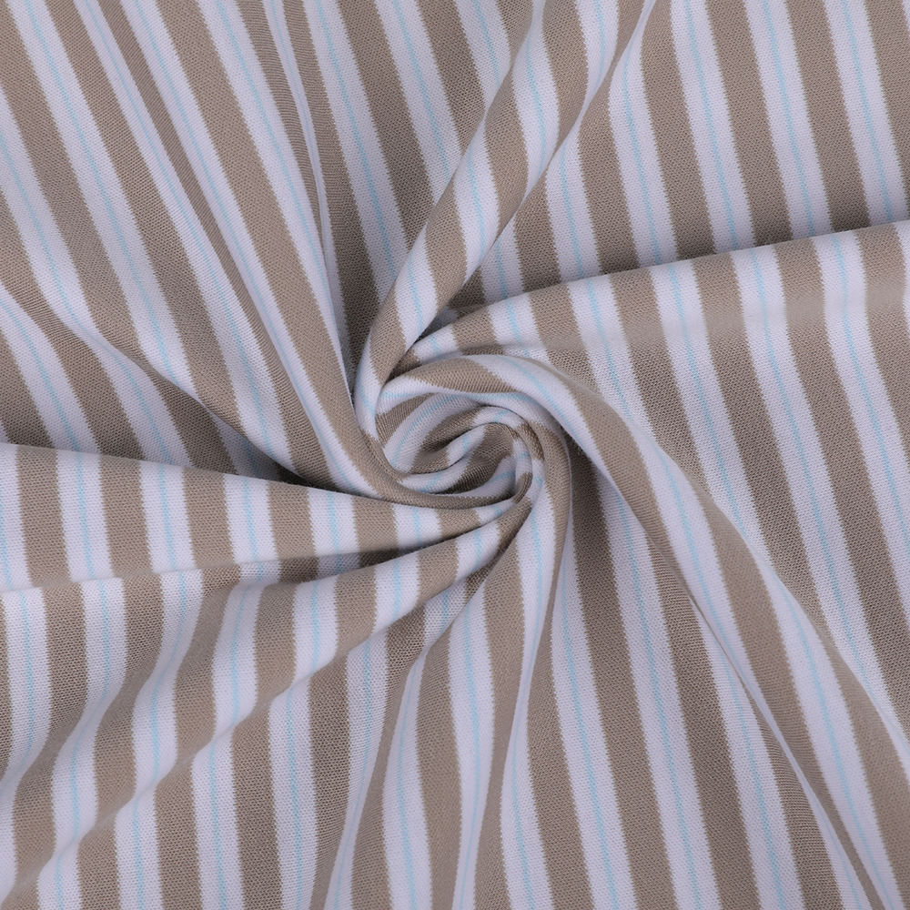 Interlock la Soft Breathable Yarn-Dyed Liquid Ammonia Striped Cotton Interlock Tela